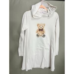 White Teddy Graphic Hoodie Dress - Unknown Brand